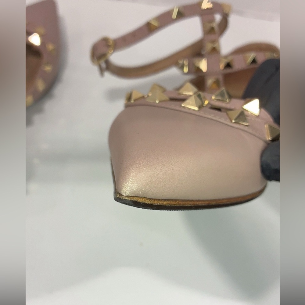 Valentino Dusty Pink Patent Leather Rockstud Caged Ballet Flats Size 38 - Picture 4 of 11